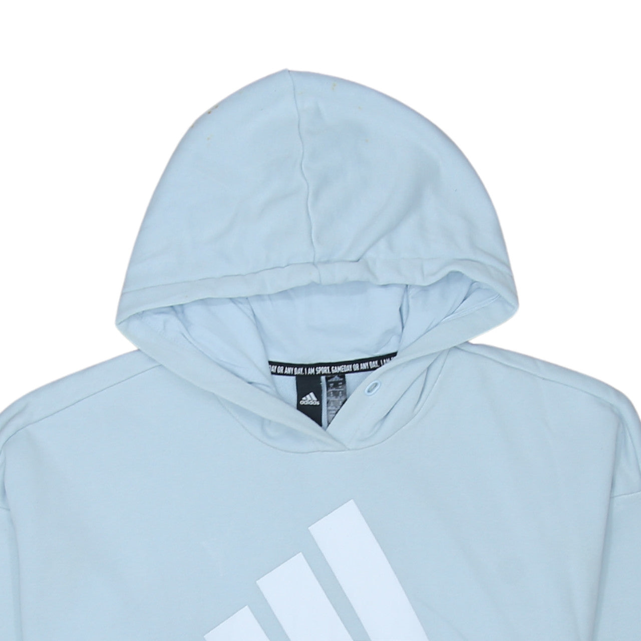 Adidas Womens Light Blue Hoodie Medium Pullover Cotton Blend Logo Sweatshirt