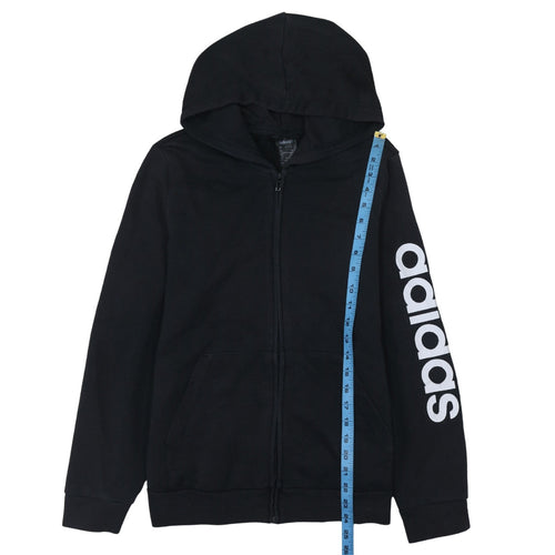 Adidas Women's Black Full Zip Hoodie L 16-18 Hooded Sweatshirt