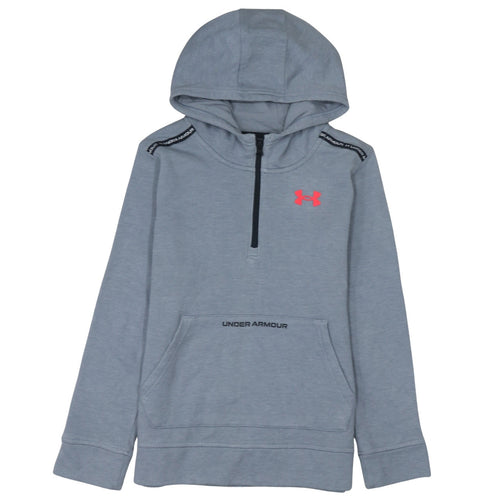 Under Armour Boys Grey Half Zip Hoodie Size 158cm Cotton Blend