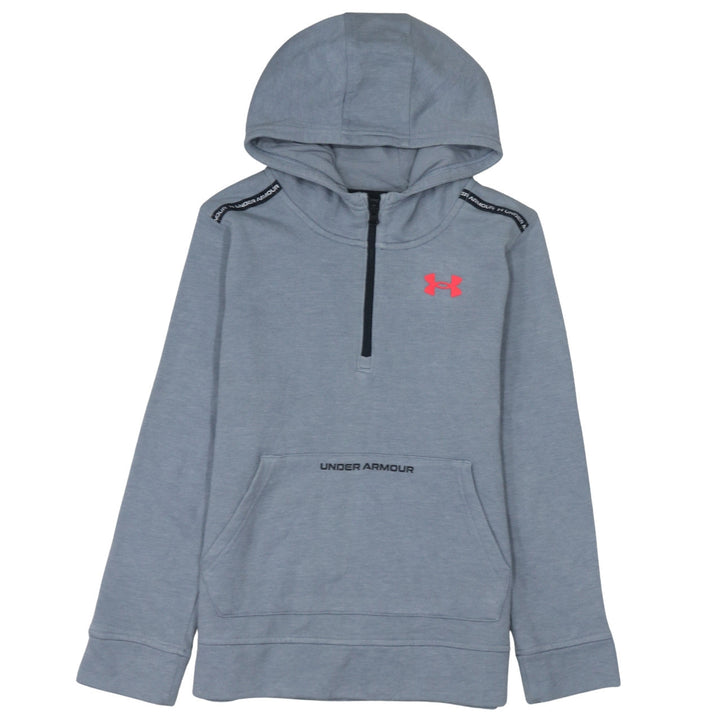 Under Armour Boys Grey Half Zip Hoodie Size 158cm Cotton Blend