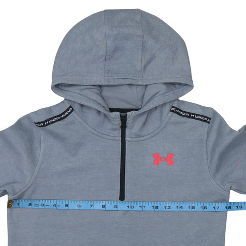 Under Armour Boys Grey Half Zip Hoodie Size 158cm Cotton Blend