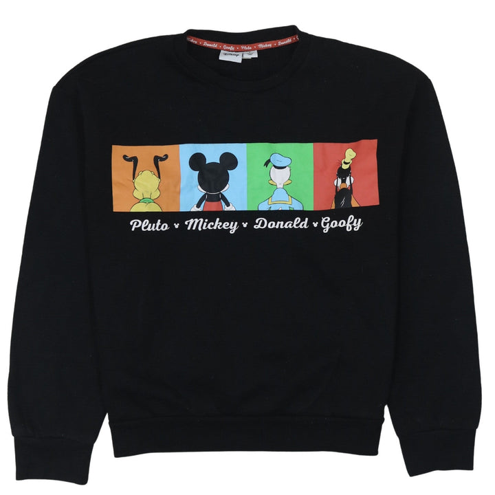 Disney Womens Black Sweatshirt S Pluto Mickey Donald Goofy Graphic Print