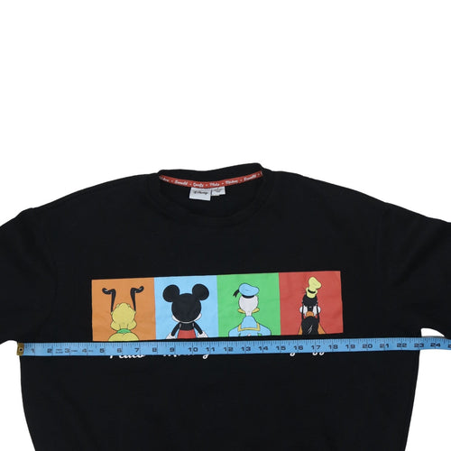 Disney Womens Black Sweatshirt S Pluto Mickey Donald Goofy Graphic Print