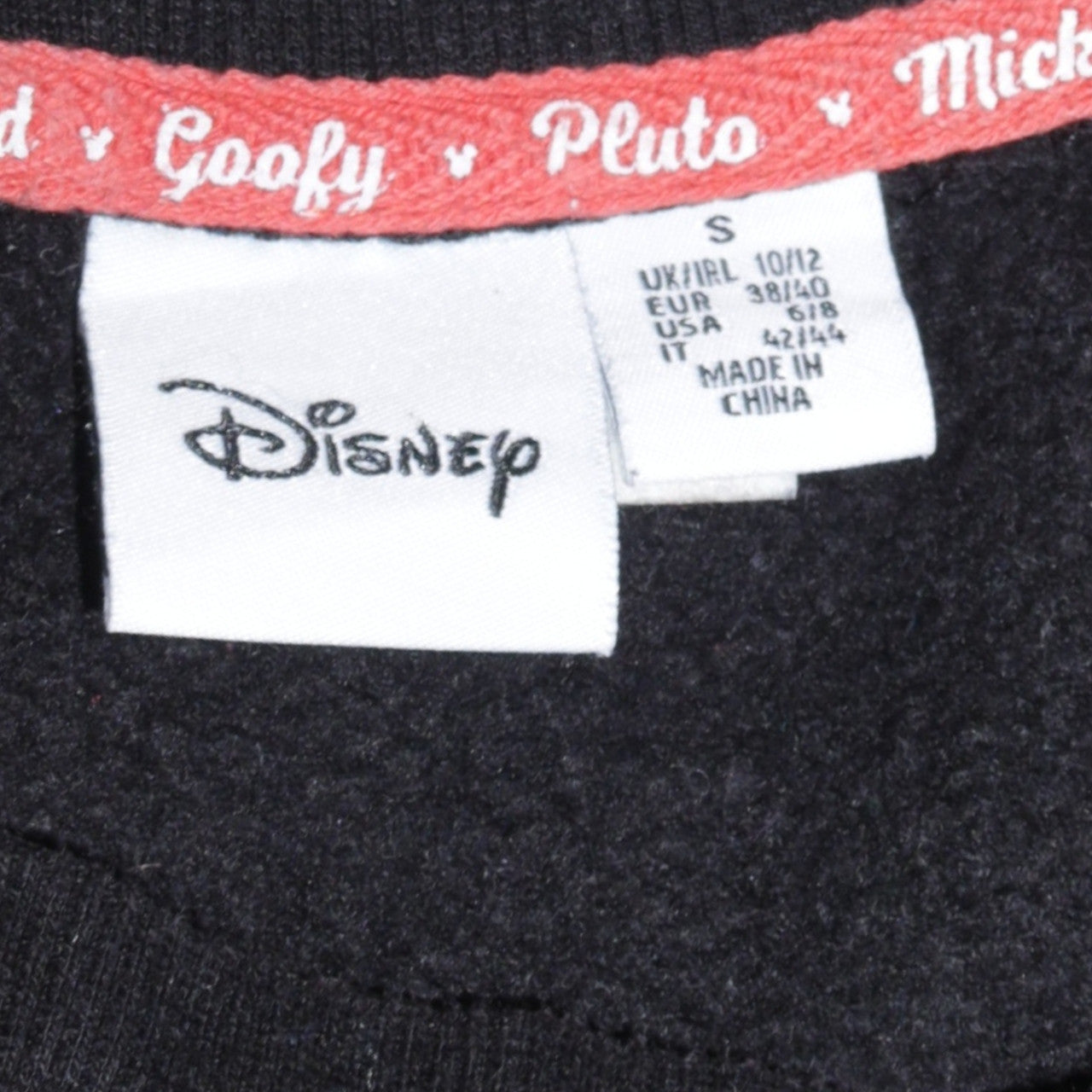 Disney Womens Black Sweatshirt S Pluto Mickey Donald Goofy Graphic Print