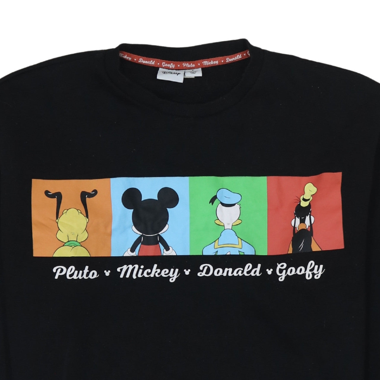 Disney Womens Black Sweatshirt S Pluto Mickey Donald Goofy Graphic Print