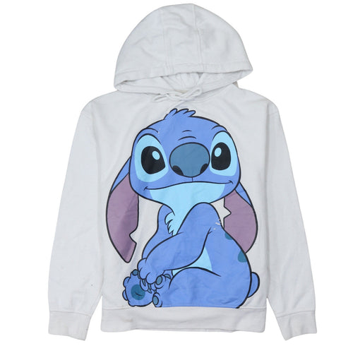 Disney Primark Women White Stitch Hoodie Size S 10/12 Pullover Cotton