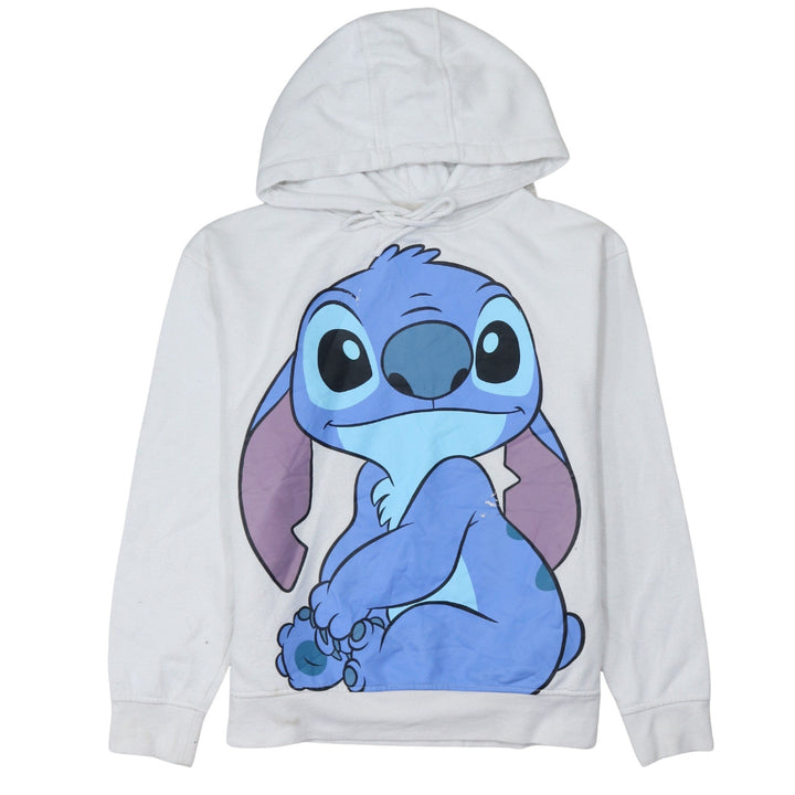 Disney Primark Women White Stitch Hoodie Size S 10/12 Pullover Cotton