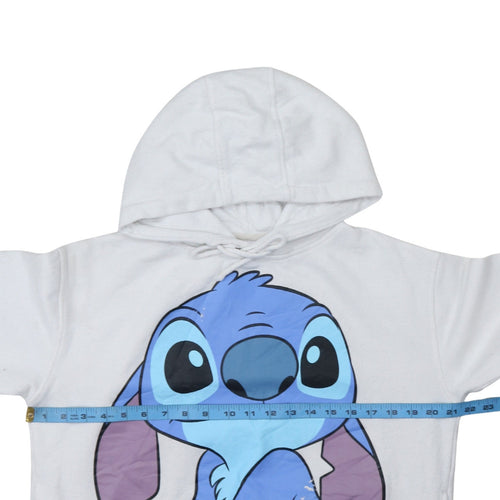Disney Primark Women White Stitch Hoodie Size S 10/12 Pullover Cotton