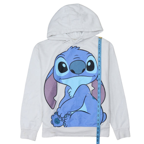 Disney Primark Women White Stitch Hoodie Size S 10/12 Pullover Cotton