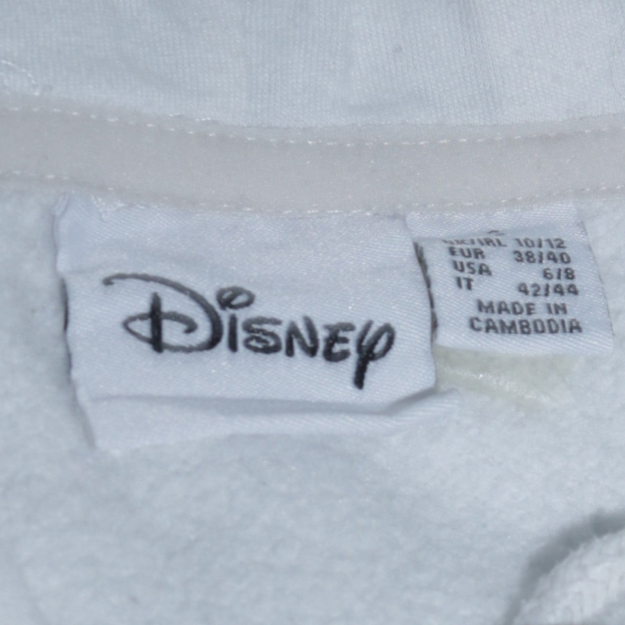 Disney Primark Women White Stitch Hoodie Size S 10/12 Pullover Cotton