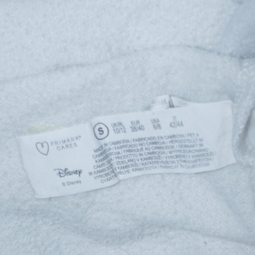 Disney Primark Women White Stitch Hoodie Size S 10/12 Pullover Cotton
