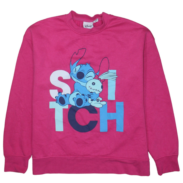 Disney Women’s Pink Stitch Sweatshirt Size 10/12 Pullover Crew Neck