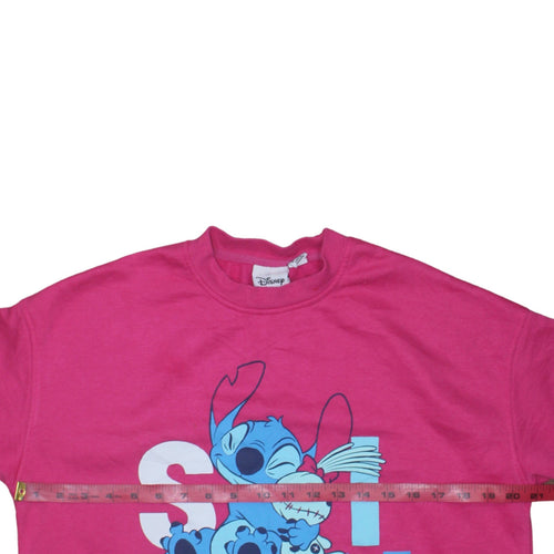 Disney Women’s Pink Stitch Sweatshirt Size 10/12 Pullover Crew Neck