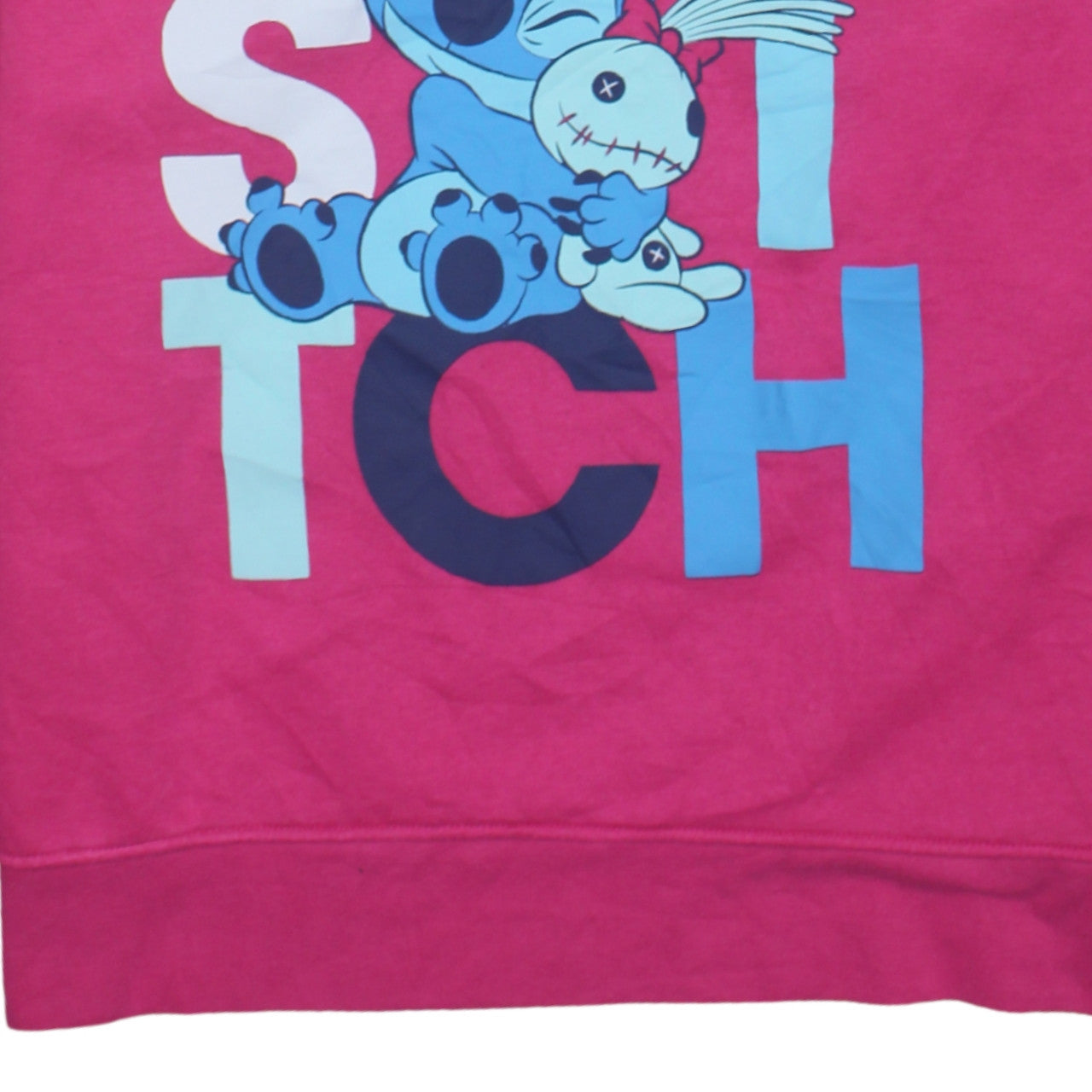 Disney Women’s Pink Stitch Sweatshirt Size 10/12 Pullover Crew Neck
