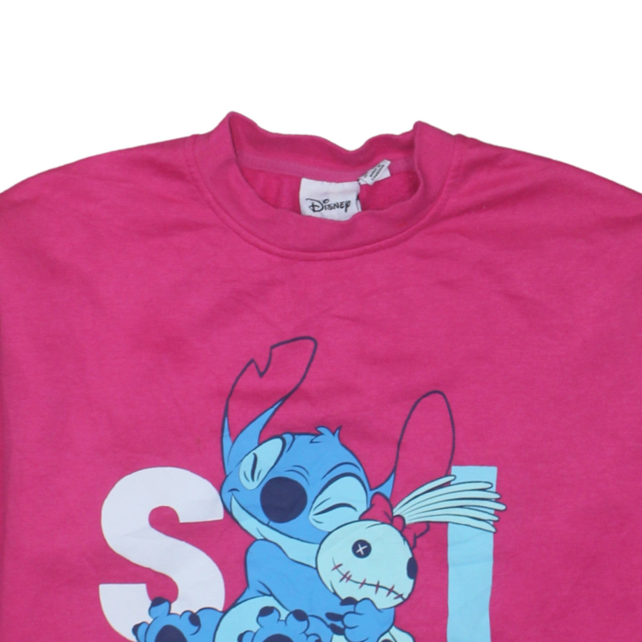 Disney Women’s Pink Stitch Sweatshirt Size 10/12 Pullover Crew Neck