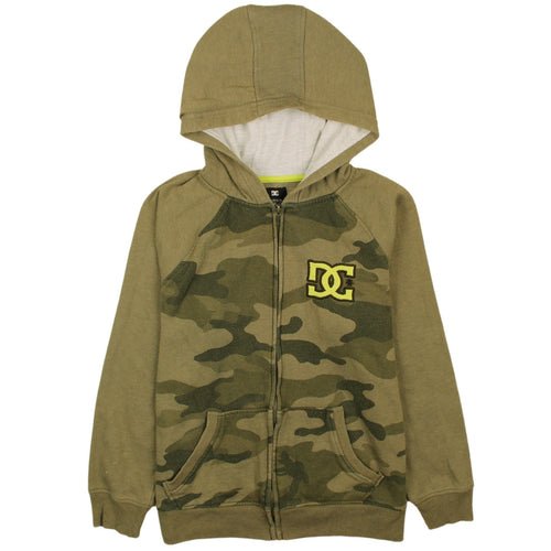 DC Boys Green Camouflage Full Zip Hoodie XL 14-16 Cotton Blend