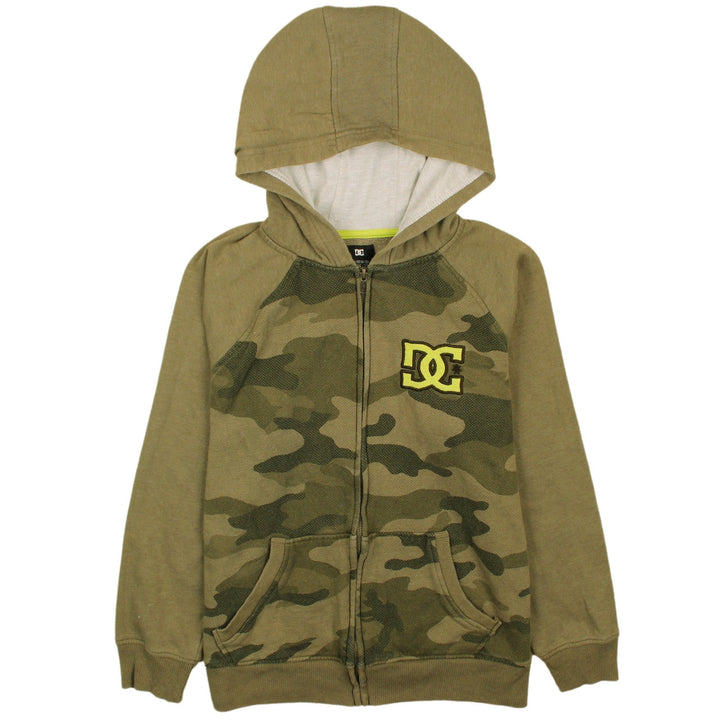 DC Boys Green Camouflage Full Zip Hoodie XL 14-16 Cotton Blend