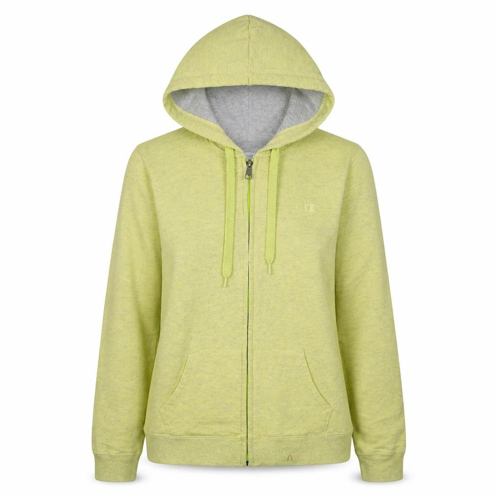 Front view of Champion Eco Women's Yellow Full Zip Hoodie, size M