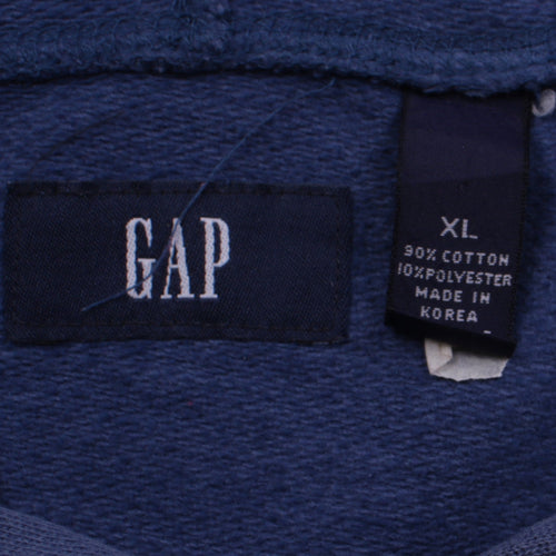 GAP Mens Blue XL Pullover Hoodie Cotton Blend Logo Casual