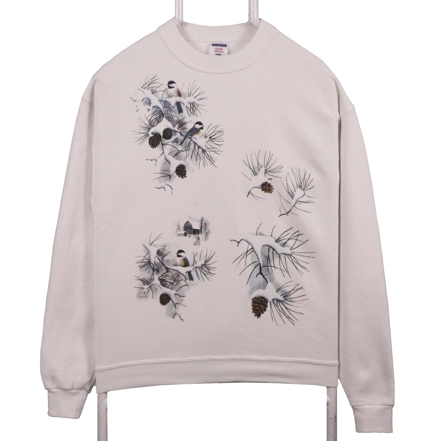 Jerzees Womens Beige Bird Print Pullover Sweatshirt M