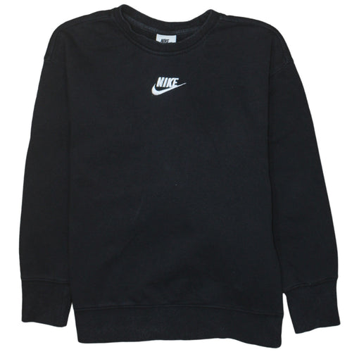 Nike Boys Black Pullover Sweatshirt M 11-12 Years Embroidered Logo Fleece