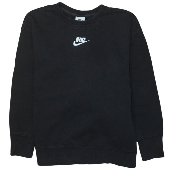 Nike Boys Black Pullover Sweatshirt M 11-12 Years Embroidered Logo Fleece