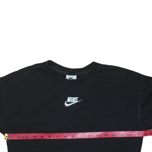 Nike Boys Black Pullover Sweatshirt M 11-12 Years Embroidered Logo Fleece