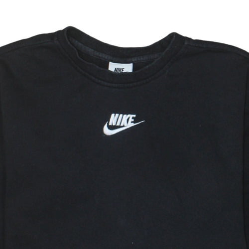 Nike Boys Black Pullover Sweatshirt M 11-12 Years Embroidered Logo Fleece