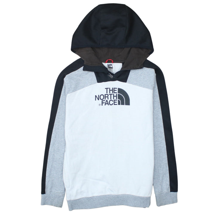 The North Face Boys Grey Black Colourblock Pullover Hoodie XL Cotton Blend