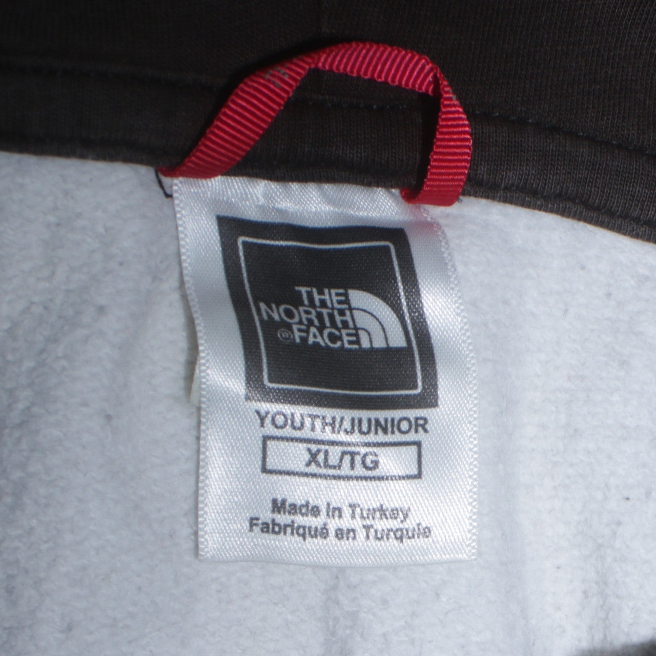 The North Face Boys Grey Black Colourblock Pullover Hoodie XL Cotton Blend