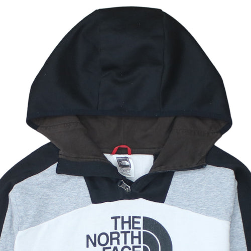 The North Face Boys Grey Black Colourblock Pullover Hoodie XL Cotton Blend