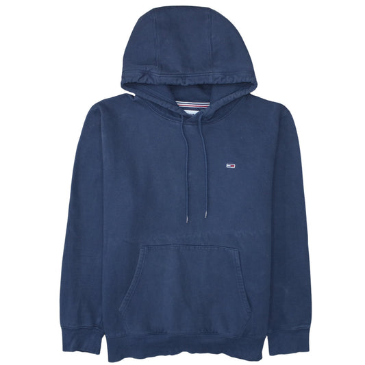 Tommy Jeans Mens Blue Pullover Hoodie Size L Logo Casual Sweatshirt