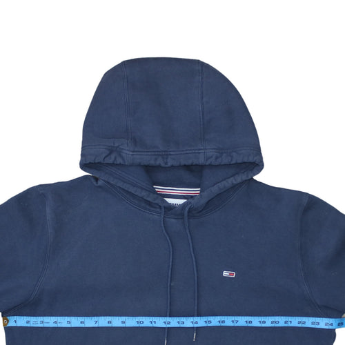 Tommy Jeans Mens Blue Pullover Hoodie Size L Logo Casual Sweatshirt