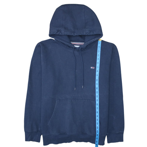 Tommy Jeans Mens Blue Pullover Hoodie Size L Logo Casual Sweatshirt