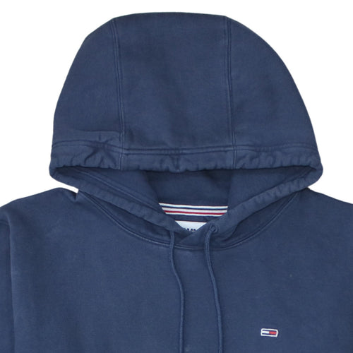 Tommy Jeans Mens Blue Pullover Hoodie Size L Logo Casual Sweatshirt