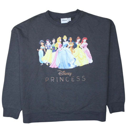 Disney Women Black Princess Crew Neck Pullover Sweatshirt Size L