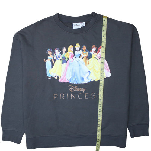 Disney Women Black Princess Crew Neck Pullover Sweatshirt Size L