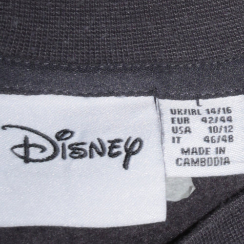 Disney Women Black Princess Crew Neck Pullover Sweatshirt Size L