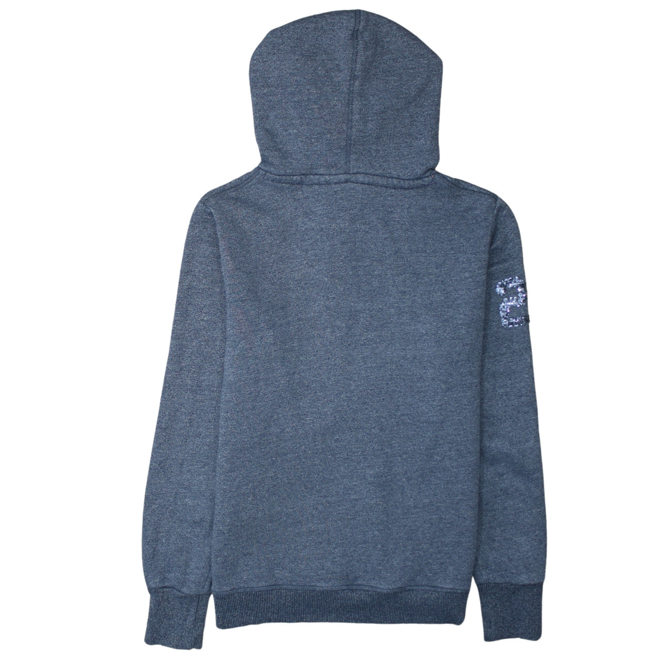 Superdry Women Grey Sequin Logo Pullover Hoodie Size M