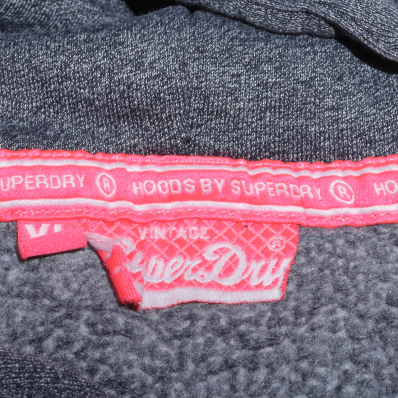 Superdry Women Grey Sequin Logo Pullover Hoodie Size M