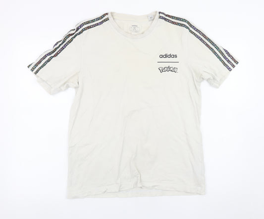 adidas Pokémon Beige Men's L Graphic Trainer Short Sleeve T-Shirt