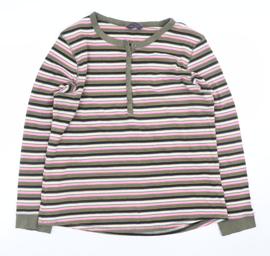 Marks and Spencer Women’s Multicoloured Stripe Long Sleeve Henley Top Size 20