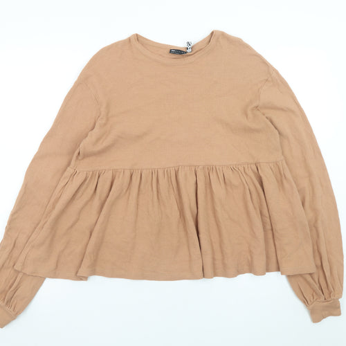 ASOS Design Women Beige Long Sleeve Cotton Tunic Top Size 6 Tall