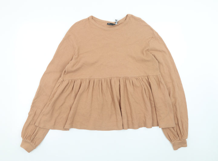 ASOS Design Women Beige Long Sleeve Cotton Tunic Top Size 6 Tall