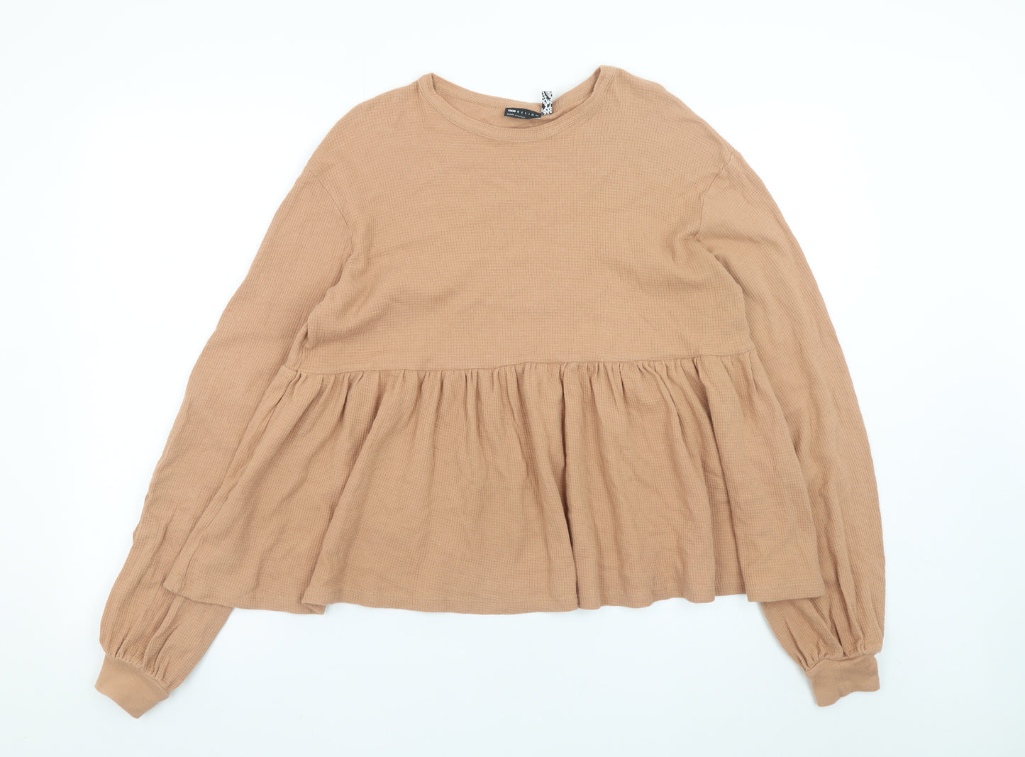 ASOS Design Women Beige Long Sleeve Cotton Tunic Top Size 6 Tall