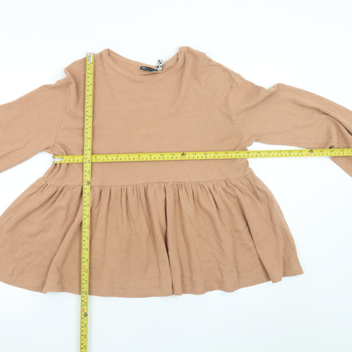 ASOS Design Women Beige Long Sleeve Cotton Tunic Top Size 6 Tall