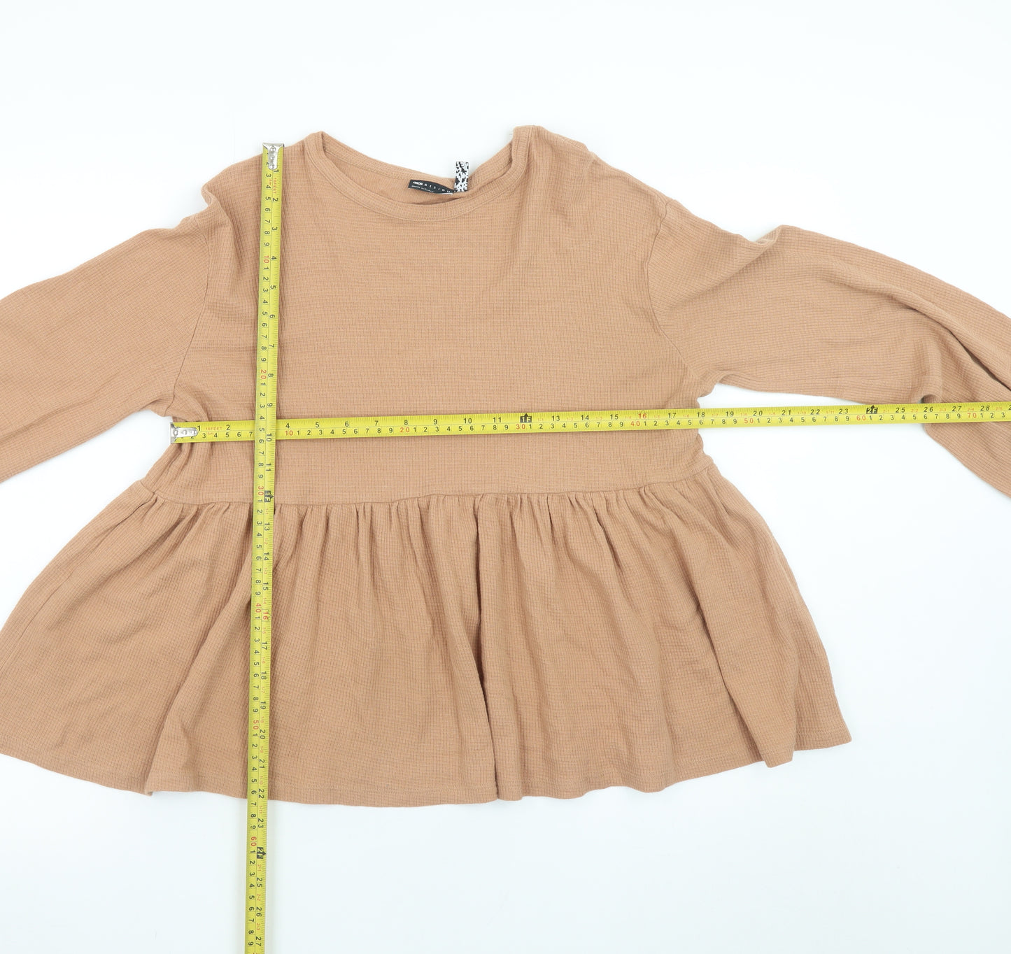 ASOS Design Women Beige Long Sleeve Cotton Tunic Top Size 6 Tall
