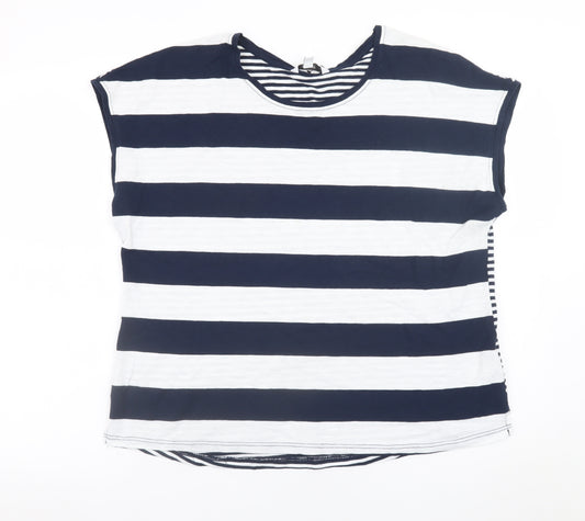 Next Women’s Blue White Striped Cotton T-Shirt Size 14 Nautical