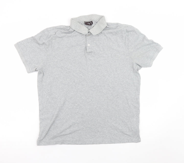 Michael Kors Men's Grey Cotton Short Sleeve Polo Shirt M