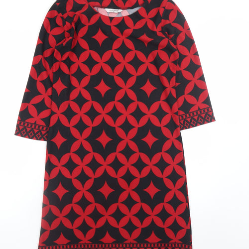 Simply Stockshop Women Red Geometric Shift Dress Size 12